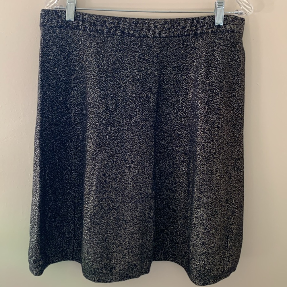 Nanette Lepore Black & Gold Metallic Knit Skirt